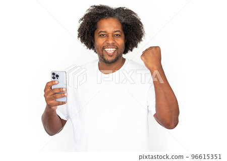 Happy African American man recommending credit card 96615351