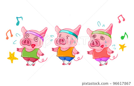 Pigs tired from aerobics Pigs tired from aerobics 96617867
