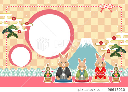 Year of the Rabbit New Year's card photo frame Rabbit parent and child greeting No text Year of the Rabbit New Year's card photo frame Rabbit parent and child greeting No text 96618010
