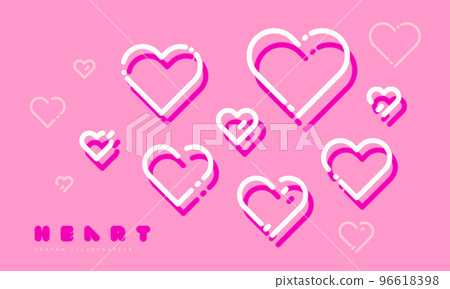 復古霓虹燈風格的心形圖標集 96618398