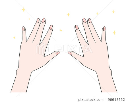 美麗的指甲（雙手）動畫著色的插圖 96618532