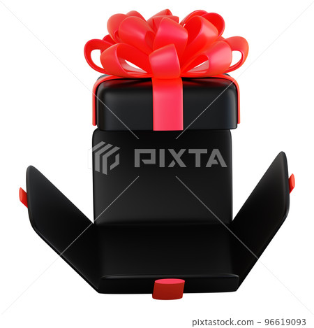 Realistic Black Gift Box With Red Ribbon Bow.... - Stock Illustration ...