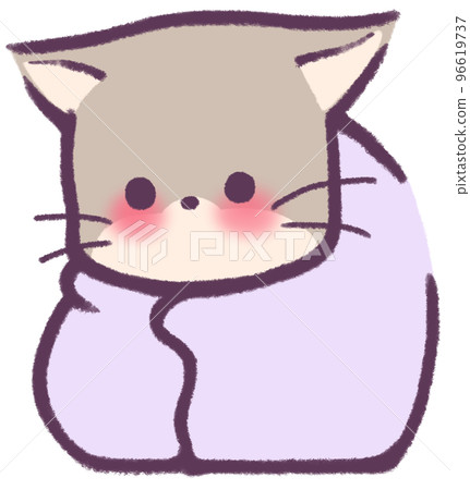 一隻裹著毯子抬頭看的灰狐 一隻裹著毯子抬頭看的灰狐 96619737