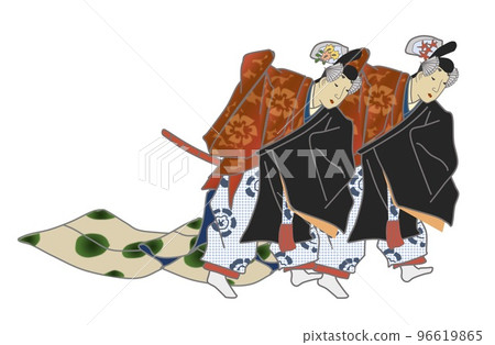 Hikaru Genji 和 Tono Chujo Dancing Seigaiha Waves（浮世繪複製品） 96619865