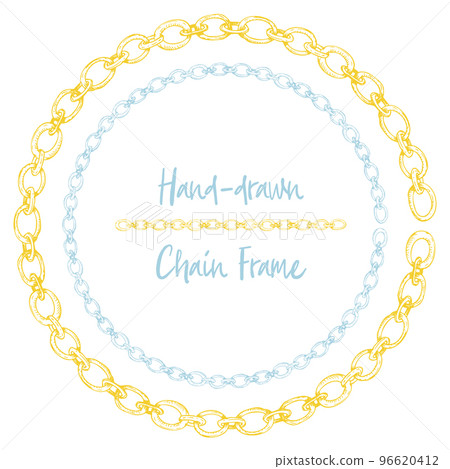 Hand-drawn chain frame in vintage engraving art style isolated on white background. For decoration design, border, web banner. 96620412