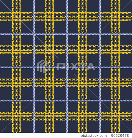 Seamless pattern with retro hand-drawn sketch silver chain on dark background. Drawing engraving texture. Great design for fashion, textile, decorative frame, yacht style card. 96620478