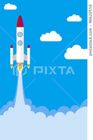 It's the start of a new challenge. A retro rocket that looks like something out of a picture book is being launched into the sky. It's the start of a new challenge. A retro rocket that looks like something out of a picture book is being launched into the sky. 96620559
