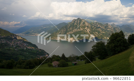 amazing aerial shot of Iseo lake and Mount Corna Trentapassi amazing aerial shot of Iseo lake and Mount Corna Trentapassi 96622851
