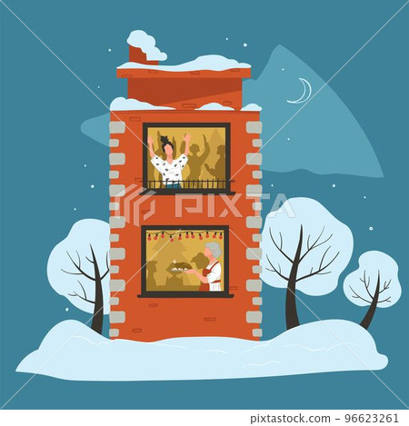 Christmas holiday celebration at home, windows 96623261
