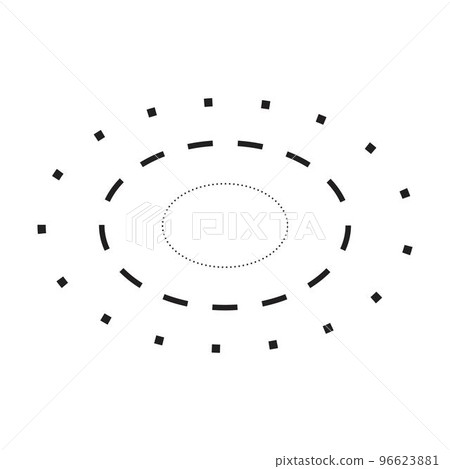 Tracing ellipse shape symbol, dashed and dotted broken line element for preschool, kindergarten and Montessori kids prewriting, drawing and cutting practice activities in vector illustration 96623881