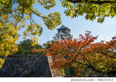 [紅葉]秋天的大阪城公園[大阪城天守閣] 96625453