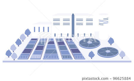Flat illustration of water treatment plant for water supply and sewerage 96625884