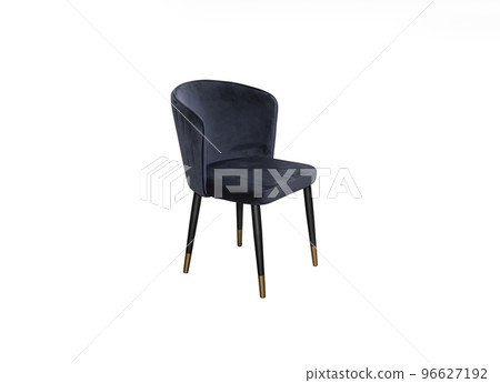 Comfortable velours black armchair on white background. Interior Comfortable velours black armchair on white background. Interior 96627192
