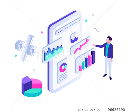 Financial accounting. Man worker analyzing digital graphs, diagrams and charts on tablet screen. Modern technology Financial accounting. Man worker analyzing digital graphs, diagrams and charts on tablet screen. Modern technology 96627690