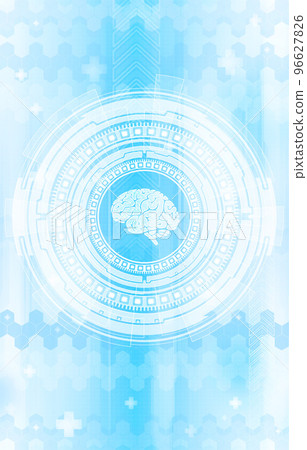 Medical hud screen with brain. Online medicine and health concept 96627826