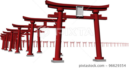 The sight of the red torii gates of the shrine is beautiful. background transparent illustration The sight of the red torii gates of the shrine is beautiful. background transparent illustration 96629354