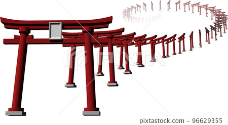 The sight of the red torii gates of the shrine is beautiful. background transparent illustration The sight of the red torii gates of the shrine is beautiful. background transparent illustration 96629355