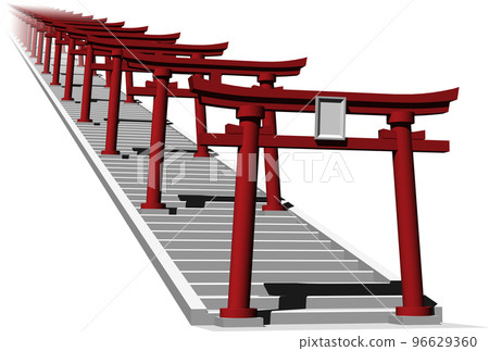 The sight of the red torii gates of the shrine is beautiful. background transparent illustration The sight of the red torii gates of the shrine is beautiful. background transparent illustration 96629360