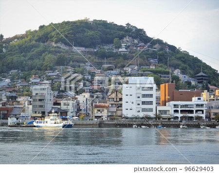 Hiroshima Prefecture Ferry and Onomichi Townscape October 96629403
