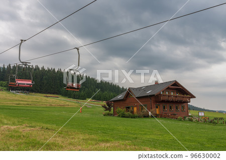 Mountain village in Jesenik mountains. Lower station of chairlift. Ski nad tourist centre in the Czech Republic. Mountain village in Jesenik mountains. Lower station of chairlift. Ski nad tourist centre in the Czech Republic. 96630002
