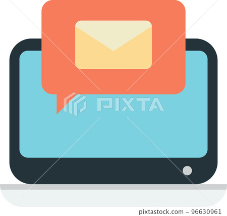 laptop with email messages illustration in minimal style laptop with email messages illustration in minimal style 96630961