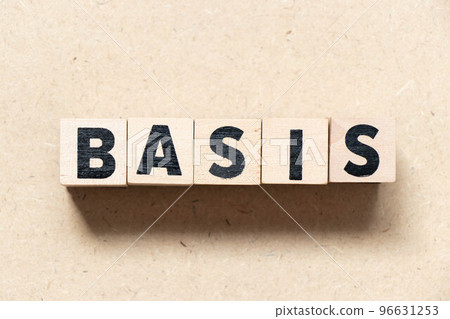 Alphabet letter block in word basis on wood background 96631253