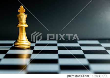 Gold king chess piece stand on black background (Concept for leadership, unique) 96631335