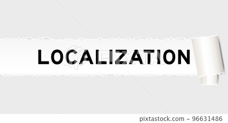 Ripped gray paper background that have word localization under torn part Ripped gray paper background that have word localization under torn part 96631486