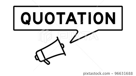Megaphone icon with speech bubble in word quotation on white background Megaphone icon with speech bubble in word quotation on white background 96631688