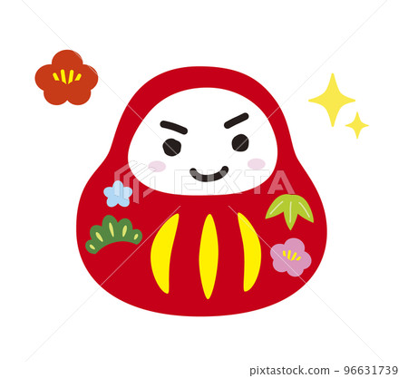 可愛的達摩插畫（沒有鬍子） 96631739