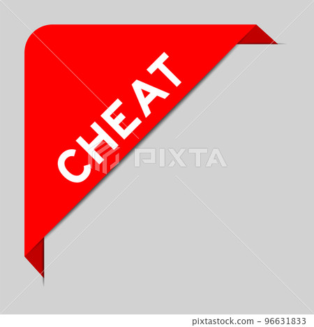 Red color of corner label banner with word cheat on gray background 96631833