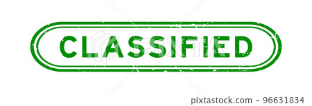 Grunge green classified word rubber seal stamp on white background 96631834