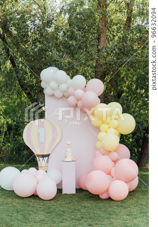 first birthday pink cake with decorations for cake smash first birthday pink cake with decorations for cake smash 96632094