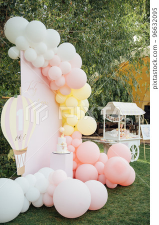 first birthday pink cake with decorations for cake smash first birthday pink cake with decorations for cake smash 96632095