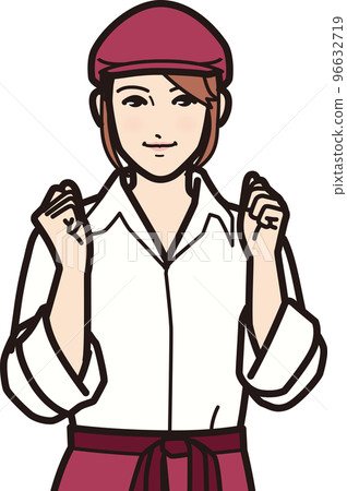 Fast food female clerk Guts pose 96632719