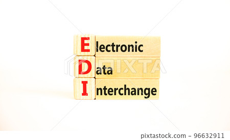 EDI electronic data interchange symbol. Concept words EDI electronic data interchange on wooden blocks on a beautiful white background. Business and EDI electronic data interchange concept. Copy space EDI electronic data interchange symbol. Concept words EDI electronic data interchange on wooden blocks on a beautiful white background. Business and EDI electronic data interchange concept. Copy space 96632911