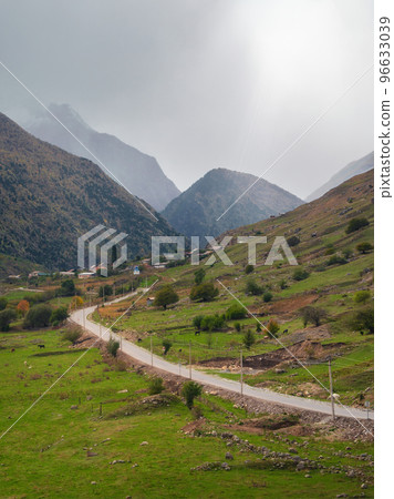 Highway through the autumn hills, natural way concept, road to t 96633039