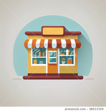 Flat cartoon style shop facade front view. Modern flat storefront or supermarket design. 96633309