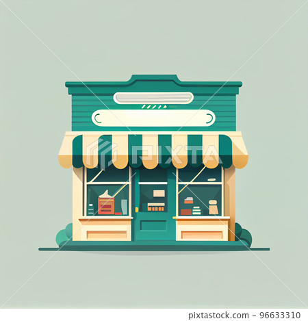 Flat cartoon style shop facade front view. Modern flat storefront or supermarket design. 96633310