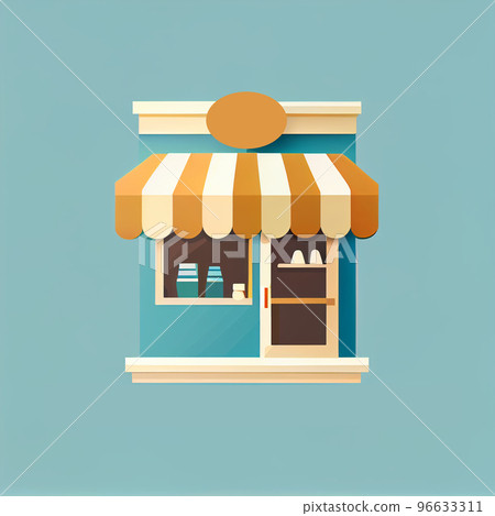 Flat cartoon style shop facade front view. Modern flat storefront or supermarket design. 96633311
