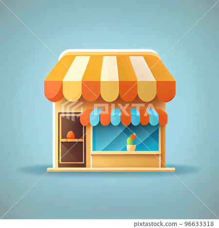 Flat cartoon style shop facade front view. Modern flat storefront or supermarket design. 96633318