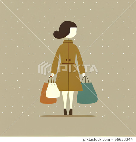 Flat woman holding shopping bags cartoon wallpaper. Modern design for shopping online Website design Flat woman holding shopping bags cartoon wallpaper. Modern design for shopping online Website design 96633344