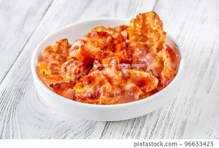 Bowl of fried bacon Bowl of fried bacon 96633425