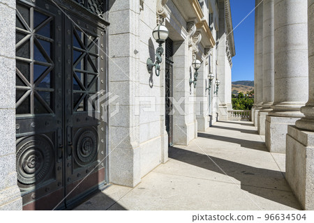 Column Terrace and Front doors in Capitol. Government Building on a sunny day.  96634504