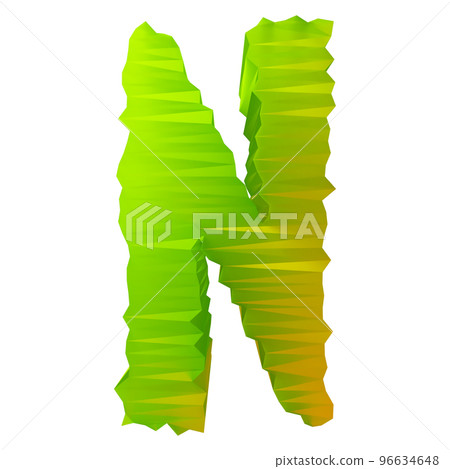 3D rendered faceted letter.Three-cornered art font. 3D rendered faceted letter.Three-cornered art font. 96634648