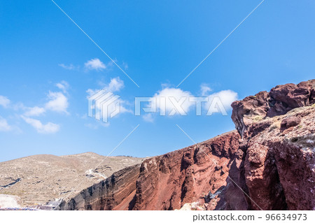 Beautiful view of Red beach cliff at Santorini Island in Greece Beautiful view of Red beach cliff at Santorini Island in Greece 96634973
