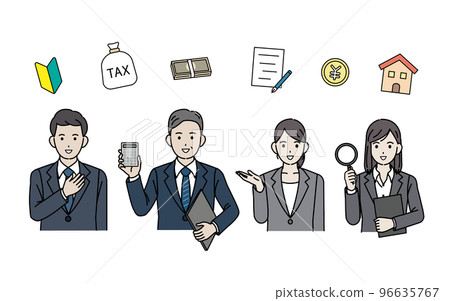 稅務會計師和商人解釋稅收和金錢的例證 稅務會計師和商人解釋稅收和金錢的例證 96635767