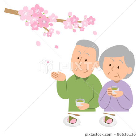 看櫻花的資深夫婦 96636130