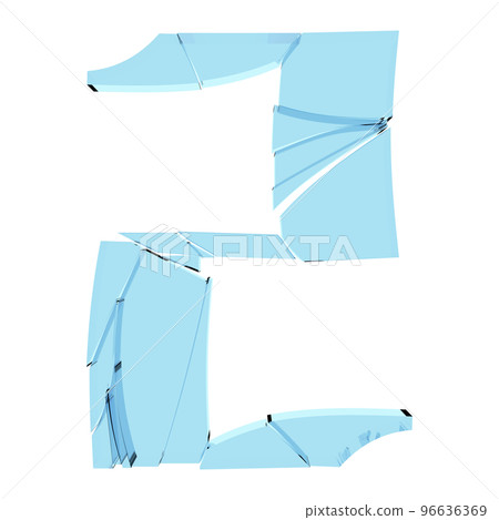 Broken glass number on transparent background.3D rendered illustration. 96636369