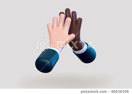 3D cartoon high five gesture 96636506